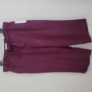 NWT Coldwater Creek Natural Fit Deep Burgundy Wide Leg High Rise Capris Pants 14